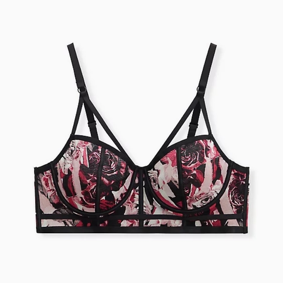 2/$22 Mesh Strappy Rose Unlined Underwire Longline Bralette - Picture 4 of 12